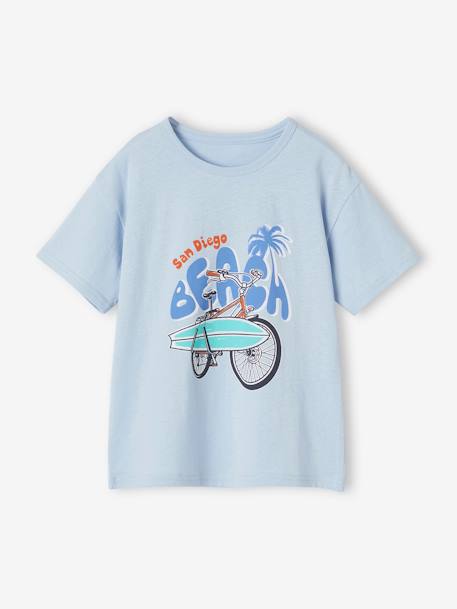 Jongensshirt met korte mouwen en grafisch ontwerp ECRU+hemelsblauw+nachtblauw+rozenhout+turquoiseblauw - vertbaudet enfant 