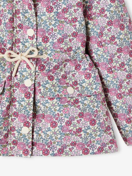 Korte parka voor meisjes meisje met bloemmotief en capuchon meerkleurig - vertbaudet enfant 