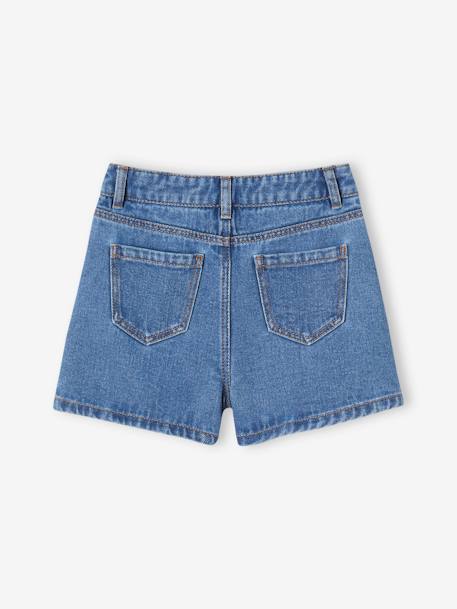 Jeansshort voor meisjes met geborduurde bloemen stone - vertbaudet enfant 