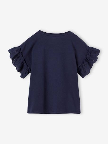 Romantisch t-shirt van biokatoen voor meisjes ecru+marineblauw - vertbaudet enfant 