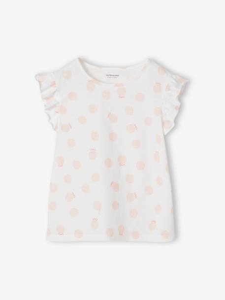 Set meisjesshirt met strepen + rok van katoengaas koraal+lila+saliegroen - vertbaudet enfant 