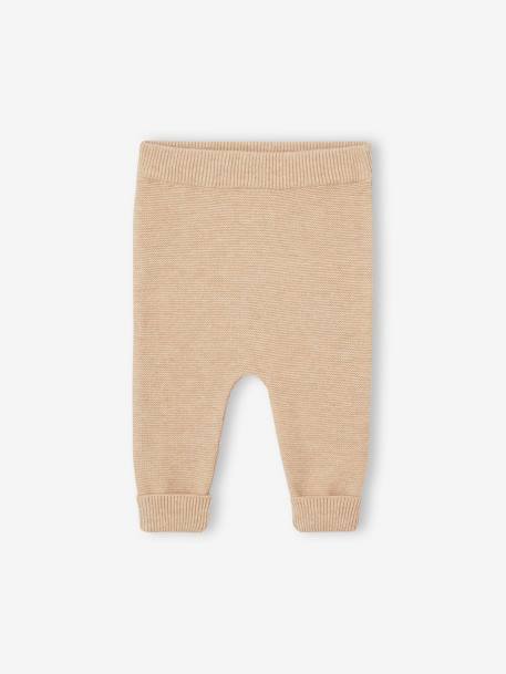 3-delige gebreide set: vest, broek en babyschoentjes gemêleerd beige - vertbaudet enfant 