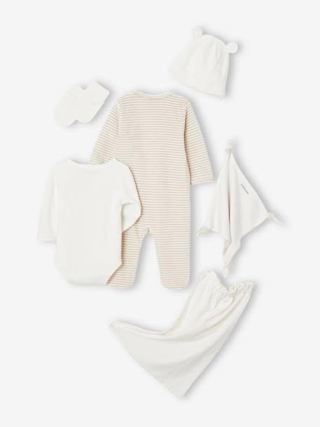 Geboorteset 6 items baby beige+grijsblauw - vertbaudet enfant 