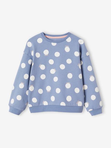Decoratieve meisjessweater met hartjes of stippen chambrayblauw+ecru+karamel+lichtroze+rood - vertbaudet enfant 