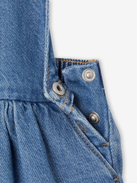 Salopettejurk baby's van denim met schouderbandjes met ruche stone - vertbaudet enfant 