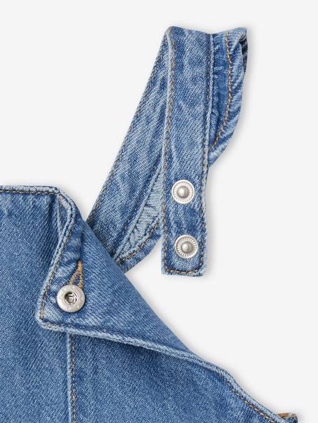 Salopettejurk baby's van denim met schouderbandjes met ruche stone - vertbaudet enfant 