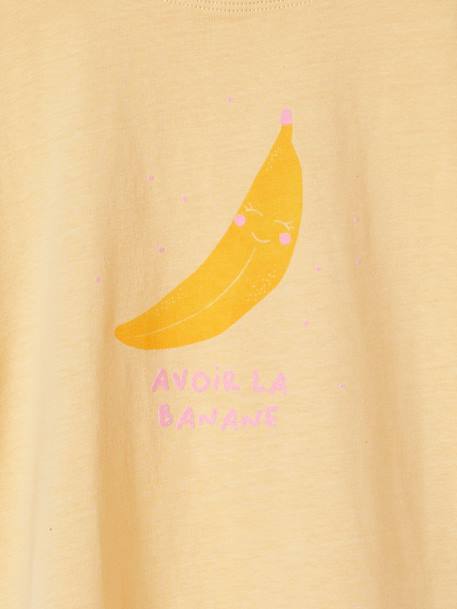 Pop t-shirt met korte mouwen met omslag voor meisjes abrikoos+lichtgeel - vertbaudet enfant 