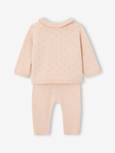 Set met gebreide babytrui met kraagje en broek nude - vertbaudet enfant 