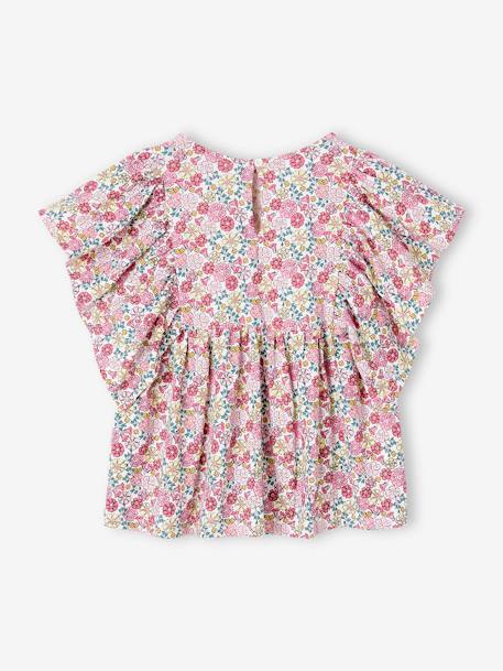 Shirt-blouse voor meisjes met motiefjes meerkleurig+petrolblauw+vanille - vertbaudet enfant 