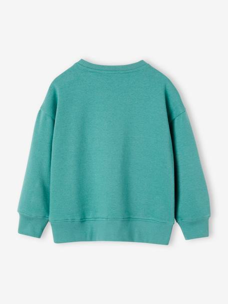 Jongenssweater met motief op de borst groen+okergeel - vertbaudet enfant 