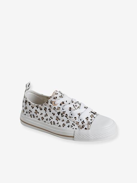 Stoffen decoratieve sneakers voor meisjes groene tropische print+wit, bedrukt - vertbaudet enfant 