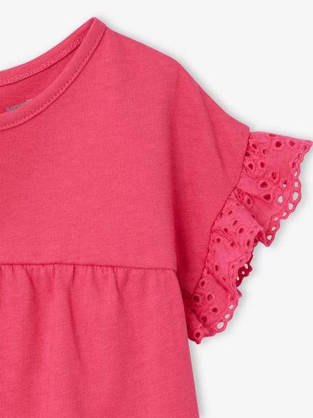 Personaliseerbaar T-shirt baby van biokatoen ecru+fuchsia - vertbaudet enfant 