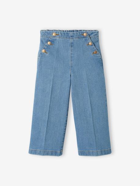 Driekwartsbroek met grote opening meisjes double stone+ongewassen denim - vertbaudet enfant 