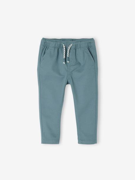 Broek voor babyjongen met elastische taille hemelsblauw+pecannoot - vertbaudet enfant 