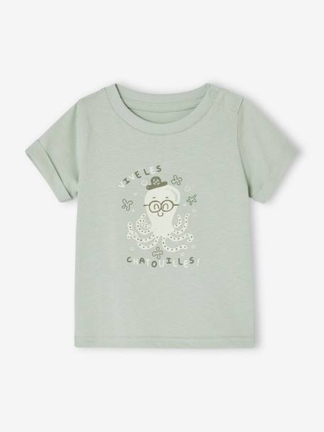 Babyshirt mini totem korte mouwen blauwgroen - vertbaudet enfant 