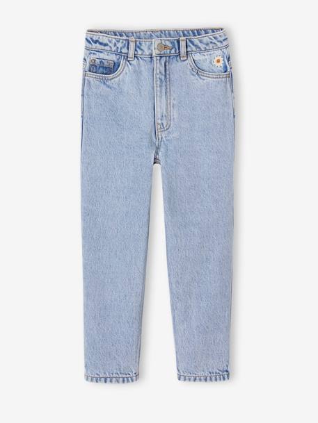 Losse boyfriendjeans voor meisjes. denimgrijs+double stone+stone - vertbaudet enfant 