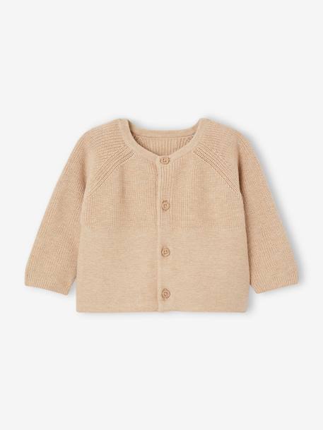 3-delige gebreide set: vest, broek en babyschoentjes gemêleerd beige - vertbaudet enfant 