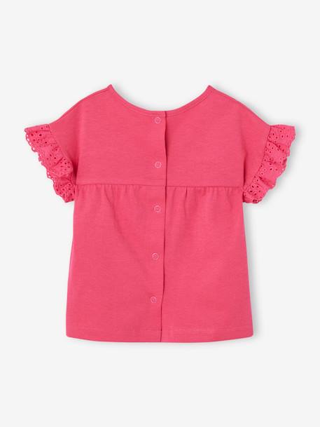 Personaliseerbaar T-shirt baby van biokatoen ecru+fuchsia - vertbaudet enfant 