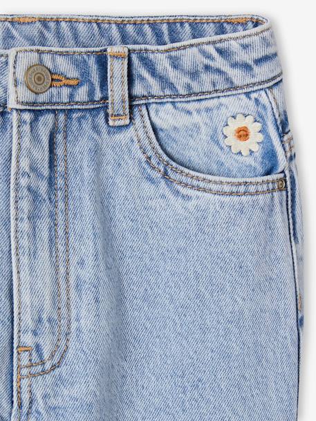 Losse boyfriendjeans voor meisjes. denimgrijs+double stone+stone - vertbaudet enfant 