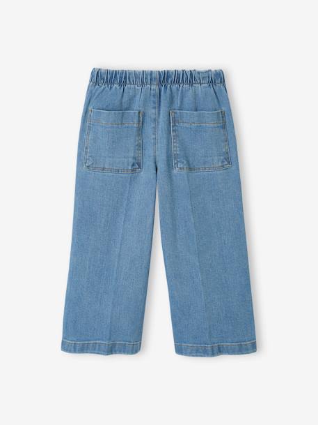 Driekwartsbroek met grote opening meisjes double stone+ongewassen denim - vertbaudet enfant 