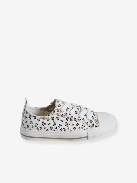 Stoffen decoratieve sneakers voor meisjes groene tropische print+wit, bedrukt - vertbaudet enfant 