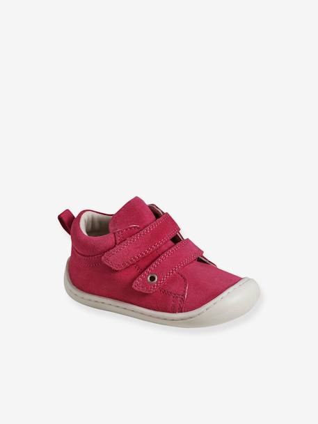 Soepele leren laarsjes voor de eerste stapjes van baby's bordeauxrood+fuchsia+goud+lichtgeel+rozen - vertbaudet enfant 