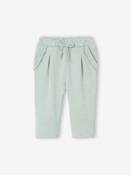 Fleece-pantalon voor meisjesbaby ecru+grijsblauw+koper met print+roze (poederkleur)+saliegroen - vertbaudet enfant 