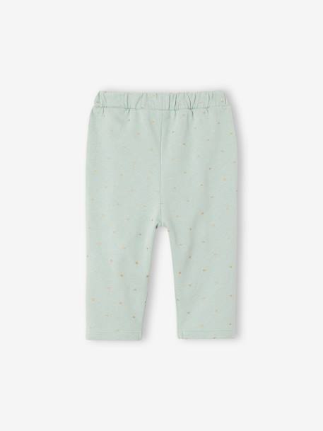 Fleece-pantalon voor meisjesbaby ecru+grijsblauw+koper met print+saliegroen - vertbaudet enfant 