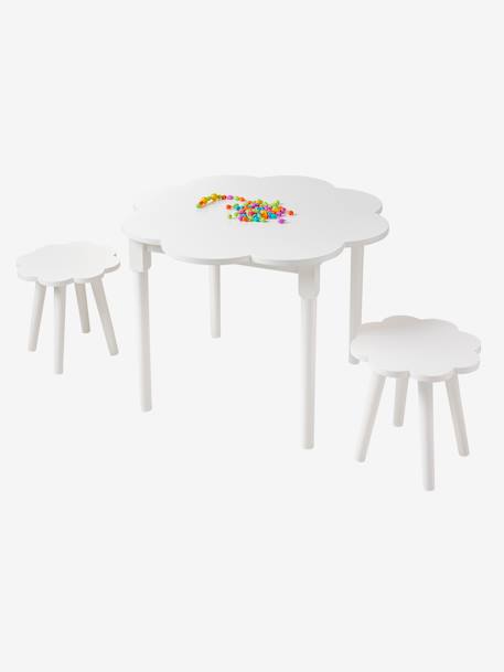 Set van 2 krukjes + tafel bloem ecru - vertbaudet enfant 