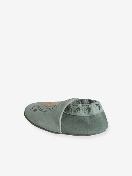 Elastische leren babyschoentjes in soepel leer kaki+saliegroen - vertbaudet enfant 