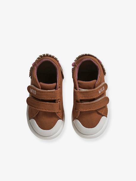 Stoffen sneakers met klittenband babyjongen donkerbruin - vertbaudet enfant 