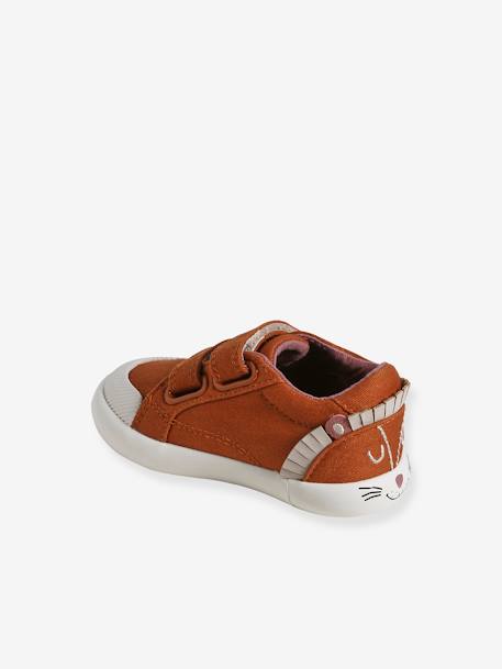 Stoffen sneakers met klittenband babyjongen donkerbruin - vertbaudet enfant 