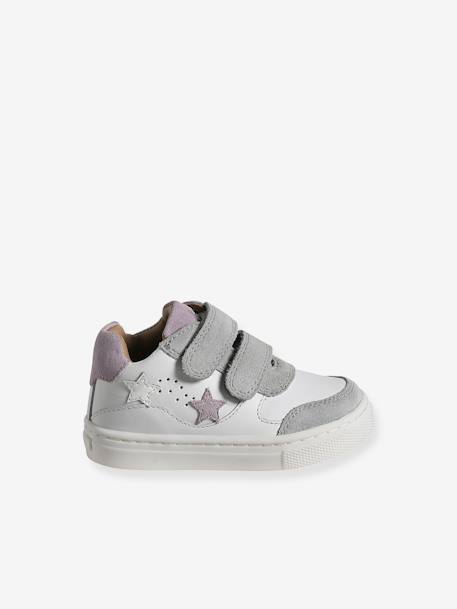 Leren witte babysneakers met klittenband wit - vertbaudet enfant 