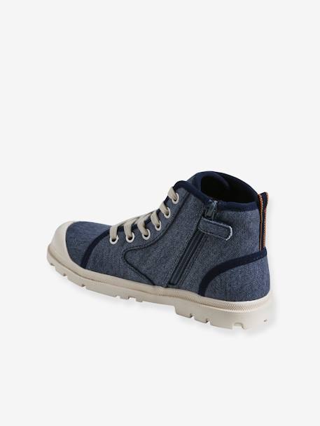 Hoge stoffen sneakers met gekartelde zool voor kinderen jeansblauw - vertbaudet enfant 