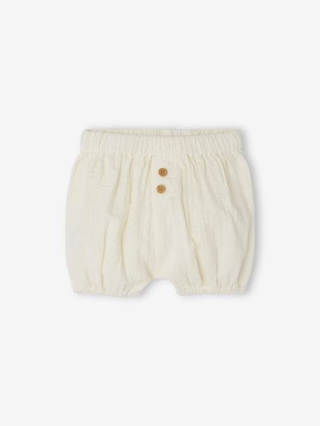 Set van 2 bloomers voor geboorte van katoengaas ecru+grijsblauw - vertbaudet enfant 