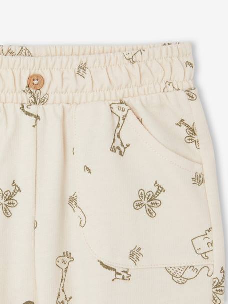 Broek met print van molton baby ecru+kaki - vertbaudet enfant 