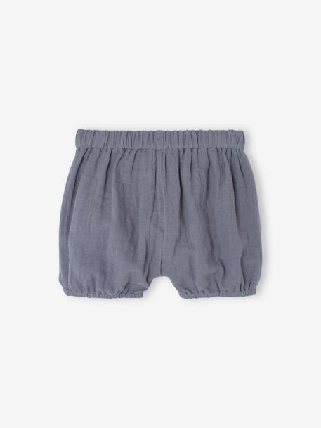 Set van 2 bloomers voor geboorte van katoengaas ecru+grijsblauw - vertbaudet enfant 