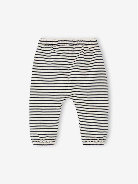 Molton babybroek beige+nachtblauw - vertbaudet enfant 