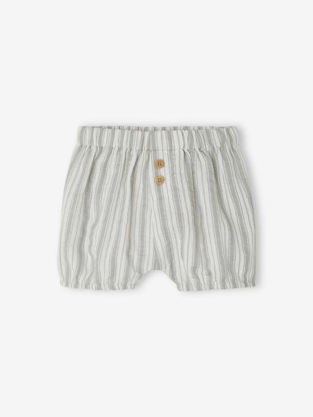 Set van 2 bloomers voor geboorte van katoengaas ecru+grijsblauw - vertbaudet enfant 