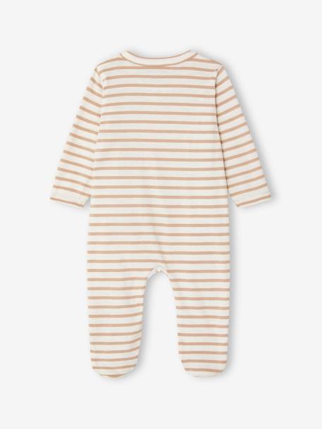 Set van 3 pyjama's van jersey met rits BASICS cappuccino+chambrayblauw - vertbaudet enfant 