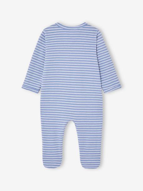 Set van 3 pyjama's van jersey met rits BASICS cappuccino+chambrayblauw - vertbaudet enfant 