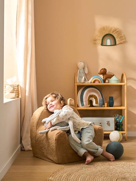 Fauteuil van schuim en sherpa Beer ecru+kameel - vertbaudet enfant 