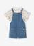 Denim meisjesset met T-shirt + tuinbroek stone - vertbaudet enfant 