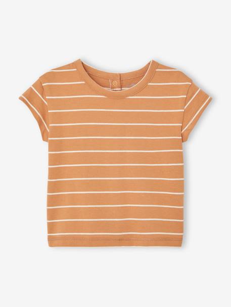 Set van 2 T-shirts voor baby, met korte mouwen grijsblauw+karamel - vertbaudet enfant 