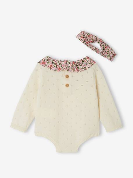 Babyromper met hoofdband ecru - vertbaudet enfant 