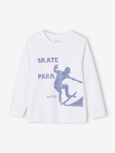 Basics T-shirt met lange mouwen voor jongens met een speels of grafisch motief gemêleerd beige+gemêleerd wit+grijsblauw+marineblauw+nachtblauw+okergeel+pecannoot+wit - vertbaudet enfant 
