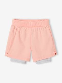 Meisje-Short-Sportshort 2 in 1 voor meisjes van technisch materiaal