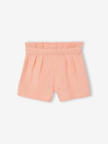 Feestelijk setje voor meisjes blouse met ruches en short van katoengaas blauw, bedrukt+roze, bedrukt - vertbaudet enfant 