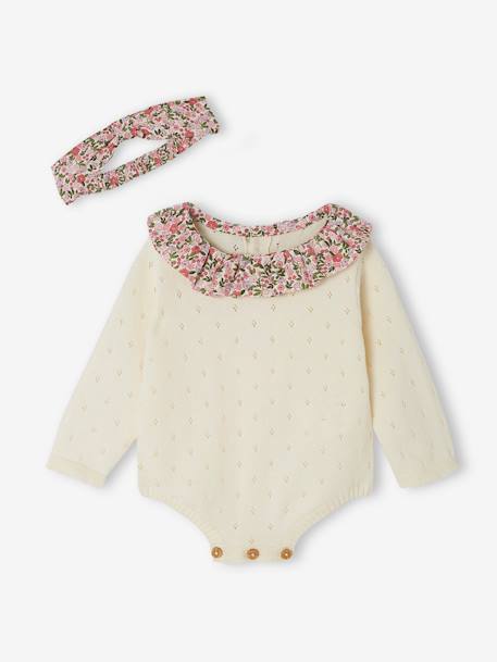 Babyromper met hoofdband ecru - vertbaudet enfant 