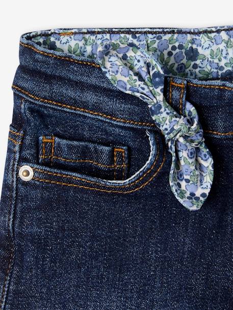 Geborduurde denim meisjesshort met bloemenstrik double stone+ongewassen denim - vertbaudet enfant 